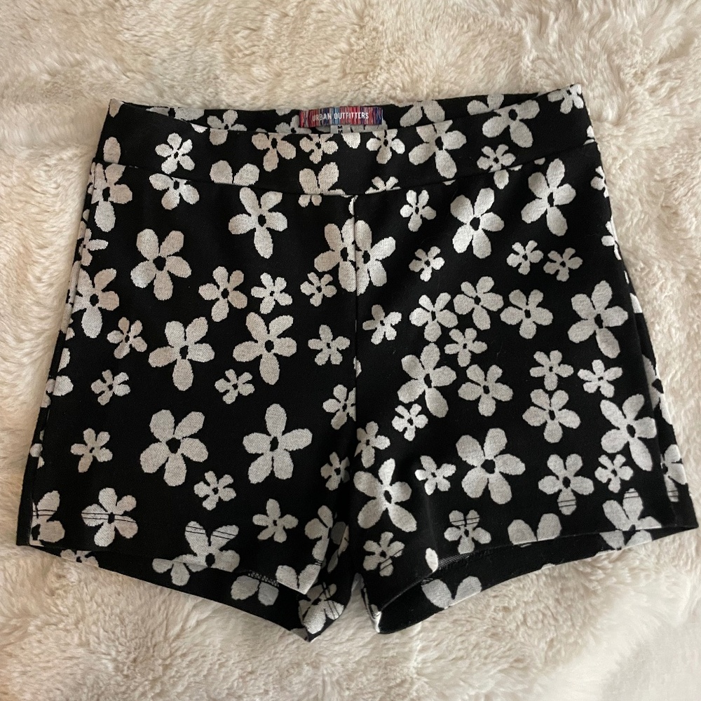 Urban Outfitters black and white daisy biker shorts